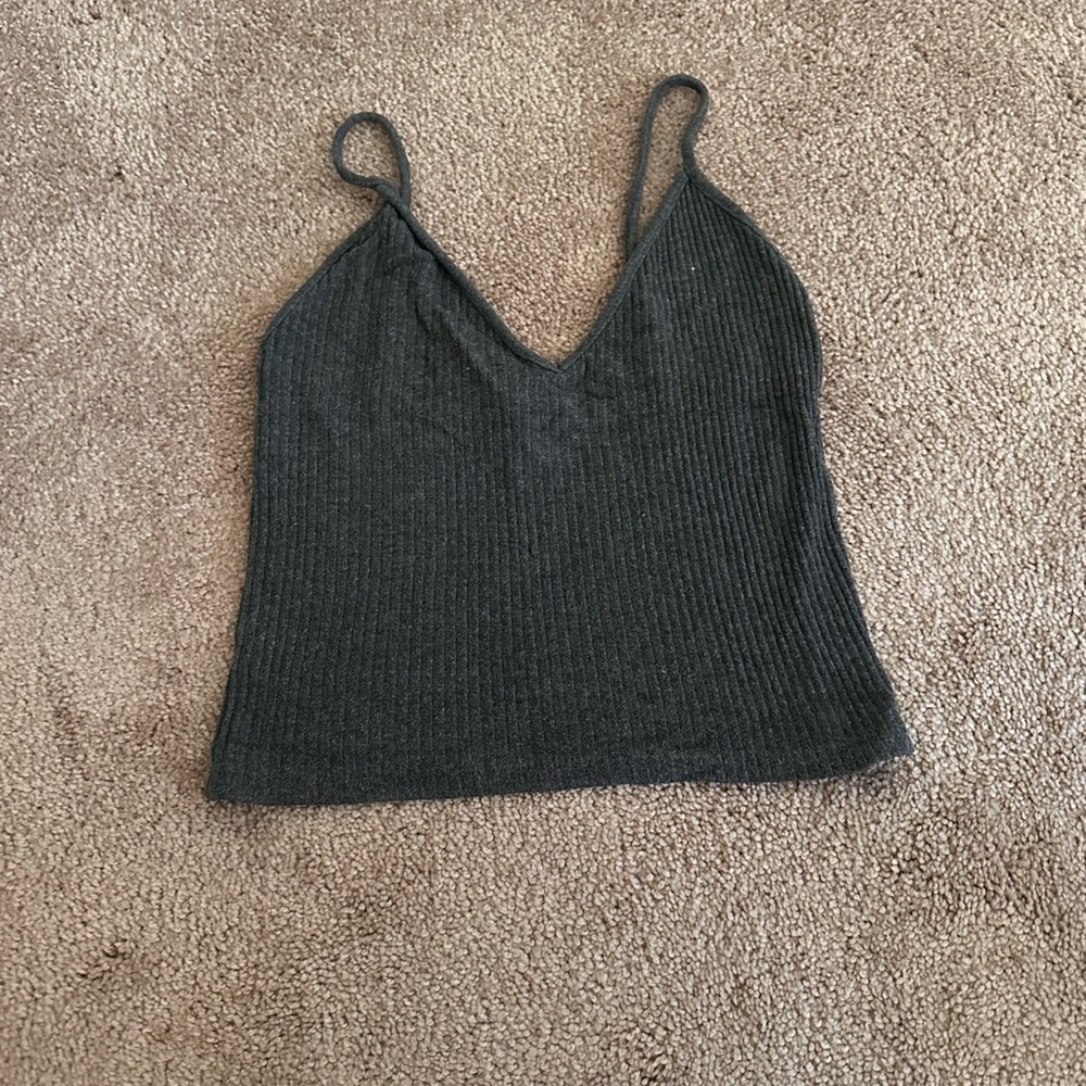 Brandy Melville Gray Ribbed Knit Women's Top